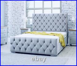 3FT Florida style Plush Velvet Upholstered Bed Frame Available In All Sizes