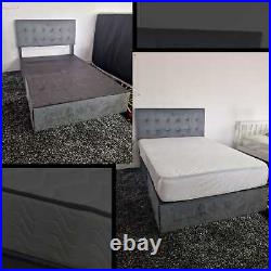 4 FT Small Double Bed with Mattress Ottoman Storage Velvet Plush Bed Upholstered