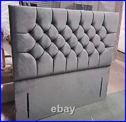 54 Plush Velvet Upholstered Floor Standing Bed Headboard With Matching Buttons