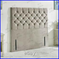 54 Plush Velvet Upholstered Floor Standing Bed Headboard With Matching Buttons