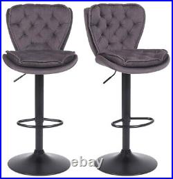 6 x Plush Velvet Bar Stools Breakfast Kitchen Bar Blue Grey Black Cream velvet