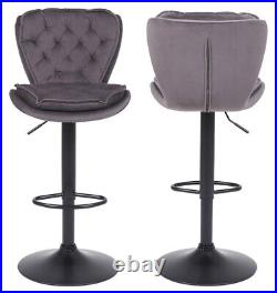 6 x Plush Velvet Bar Stools Breakfast Kitchen Bar Blue Grey Black Cream velvet