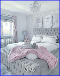 AMBASSADOR CHESTERFIELD PLATFORM BED Diamante Velvet Upholstered Fabric