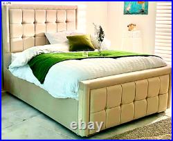 ATLUS Plush Velvet Upholstered Bed Frame Double & King Size NEW