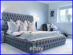 Ambassador Plush Velvet Bed Frame, Upholstered Bed Frame, Double King Super King