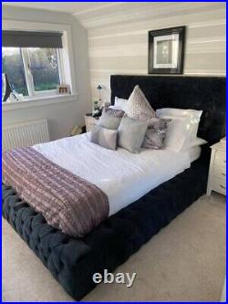 Ambassador Plush Velvet Bed Frame, Upholstered Bed Frame, Double King Super King