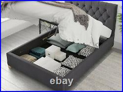 Aspire Beds Olivier Upholstered Storage Ottoman Bed Plush Velvet Steel Grey