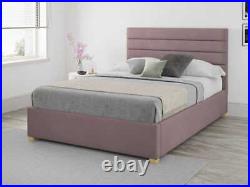 Aspire Kelly Plush Velvet Blush Upholstered Ottoman Bed