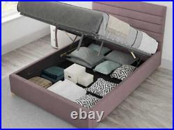 Aspire Kelly Plush Velvet Blush Upholstered Ottoman Bed