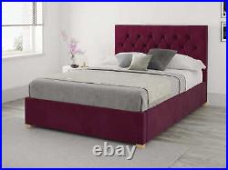 Aspire Olivier Plush Velvet Berry Upholstered Ottoman Bed