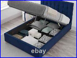 Aspire Sinatra Plush Velvet Navy Upholstered Ottoman Bed