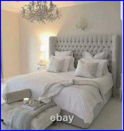 Bespoke Chesterfield Carter Winged Bed Frame All Sizes & Colours Naples/velvet