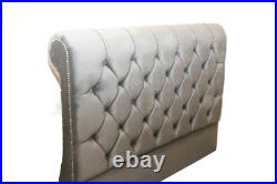 Bespoke Chesterfield Ottoman Gas Lift Storage Sleigh Bed Plush Velvet