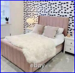 Bespoke Line Panel Wingback bed Upholstered Hand made Plush velvet beds