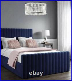 Bespoke LinePanel Upholstered super soft Plush velvet bed Included Mattress