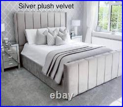 Bespoke Plush Velvet Designer Panel Bed With & Without Ottoman Gas Lift Storage