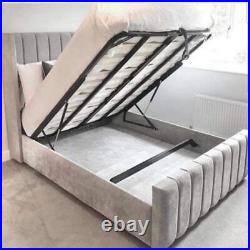 Bespoke Plush Velvet Designer Panel Bed With & Without Ottoman Gas Lift Storage