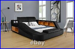 Black Plush Velvet SUPER MULTI FUNCTION Super King sized BED with MASSAGE