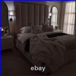 Black trim detailed Panel Bed Frame plush Velvet Upholstered 4ft6 5ft 6ft