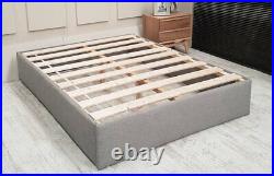 Border Strip Panel Bed Frame Upholstered Double Wing Back Scroll Sleigh