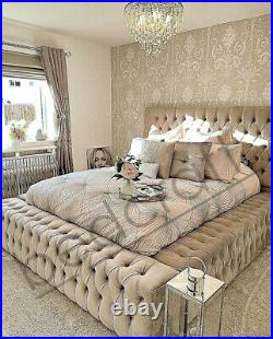 CHESTERFIELD WINDERMERE PLUSH BED Diamante Velvet Upholstered Fabric Platform