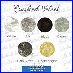 Chesterfield Luxe Scroll Sleigh Bed Handmade Upholstered Plush Crushed Velvet