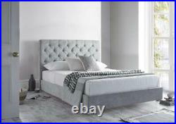 Chesterfield Monaco Bed Frames Silver Colour Plush Velvet 4ft6 Double & 5ft King
