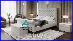 Chesterfield Sleigh Bed Frame Upholstered Plush Velvet Bed Frame