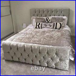 Chesterfield Soft Crush Velvet Bed Frame with matching Fabric Buttons / Diamonds
