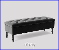 Chesterfield Upholstered Ottoman Bench, Velvet Bench with Storage, Footstool