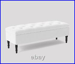 Chesterfield Upholstered Ottoman Bench, Velvet Bench with Storage, Footstool