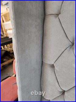Chesterfield, upholstered, plush crush velvet ottoman storage wing bed 4.6 ft, 5