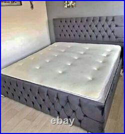 Diamond PLUSH Velvet Fabric sleigh upholstered bed frame all sizes Fast&Free Del