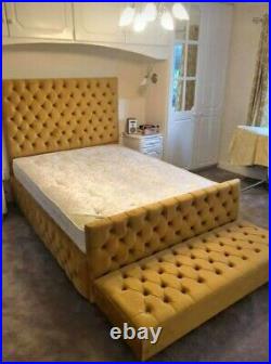 Diamond PLUSH Velvet Fabric sleigh upholstered bed frame all sizes Fast&Free Del