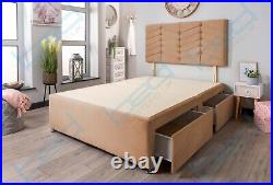 Divan Bed Frame Velvet Upholstered 4ft6 Double 5ft King Headboard + Base Only