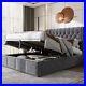 Double Bed Frame with Storage Ottoman Bed Plush Velvet Upholstered Bed 4ft6 Grey