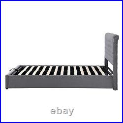 Double Bed Frame with Storage Ottoman Bed Plush Velvet Upholstered Bed 4ft6 Grey