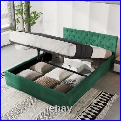 Double Size Bed 4FT6 Plush Velvet Upholstered Bed Frame Storage Bed DH