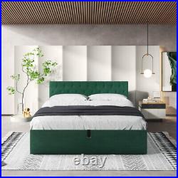 Double Size Bed 4FT6 Plush Velvet Upholstered Bed Frame Storage Bed DH