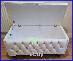 Dressing Table Stool, Storage Ottoman Chesterfield Fully upholster Plush Velvet