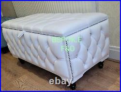 Dressing Table Stool, Storage Ottoman Chesterfield Fully upholster Plush Velvet