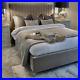 Elegant Tiffany Silver Border Luxury Plush Upholstered Bed Frame- Made In Uk