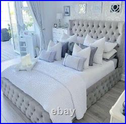 Frankfurt King Size Bed With Storage Ottoman GasLift Storage Bed In Plush Velvet