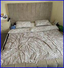 Giveaway! Neatly Used Plush Velvet Upholstered Super King Size Bed Frame + Bed