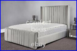 Grace Wingback Bed Frame Plush Velvet Upholstered & 9 Mattress FREE DELIVERY