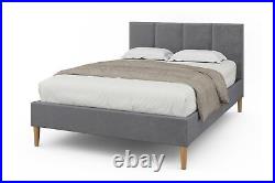 Grey Plush Velvet Bed Frame Double / King Size Contemporary Style