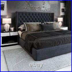 Haven Gas Lift Ottoman Storage chesterfield Wing Bed Frame in Plush Velvet offer