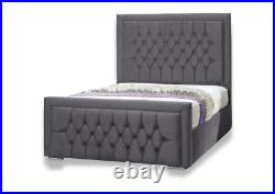 Hilton Ottoman Storage Plush Fabric Chesterfield Bed Frame & 10 Comfy Mattress