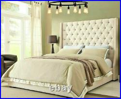 Innovative Chesterfield Plush Velvet Winged Bed Frame