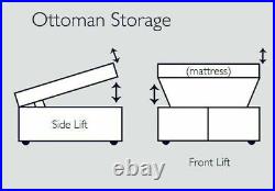 J&S Divan OTTOMAN upholstered Soft Plush Velvet Gas Lift Up Ottoman Storage Bed